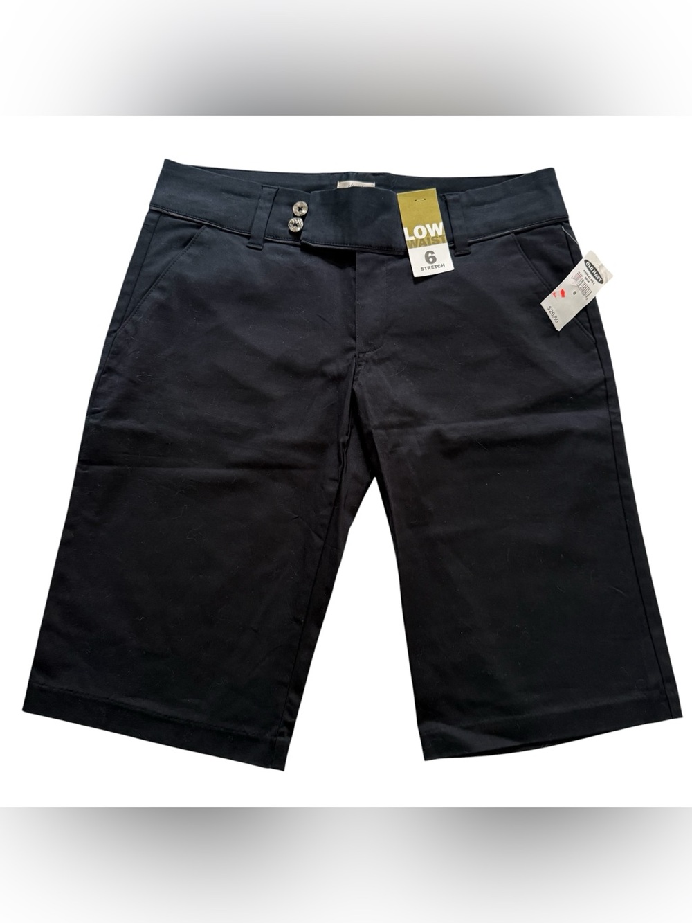 Vintage 90s NWT Old Navy Stretch Low Waist Bermuda Shorts Black Women’s Size 6